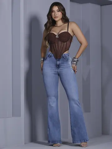Corset Conceito Elegante e Sofisticado com Detalhes em Pedrarias Pit Bull Jeans