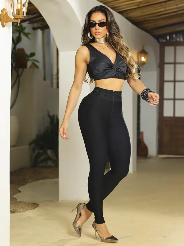 Calça Montaria Preta Elegante com Elástico Personalizado Pit Bull Jeans Luxo