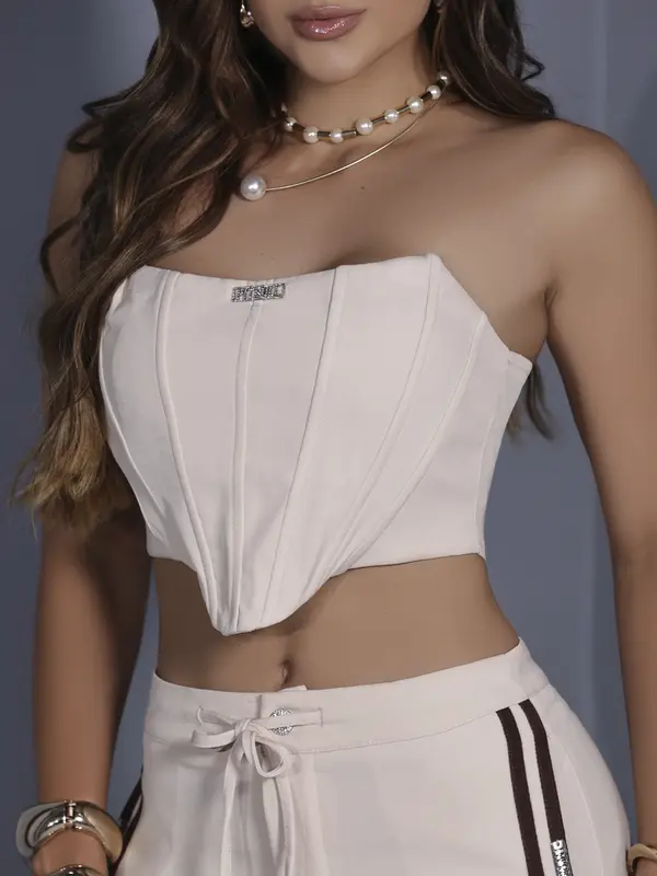 Conjunto Calça e Corset Confortável com Detalhes Laterais Empório Pit Bull