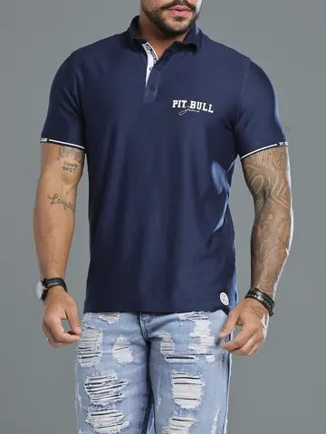 Polo Masculina Sofisticada e Casual com Estampa em Relevo Pit Bull Jeans Luxo