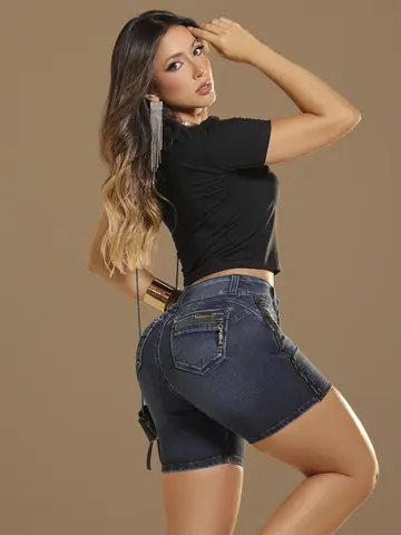 Bermuda Jeans Estilosa e Modeladora com Lateral Personalizada Pit Bull Jeans Luxo