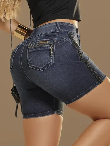 Bermuda Jeans Estilosa e Modeladora com Lateral Personalizada Pit Bull Jeans Luxo