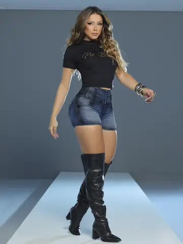 Short Cós Mágico Modelador e Estiloso com Detalhes Navalhados Pit Bull Jeans Luxo