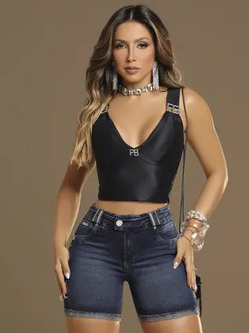 Bermuda Meia Coxa Modeladora e Confortável com Detalhes Únicos Pit Bull Jeans Luxo