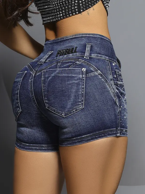 Short Cós Largo Sofisticado com Detalhes em Pedrarias Pit Bull Jeans Luxo