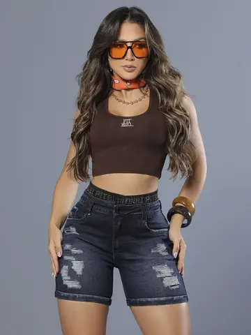 Bermuda Soltinha Confortável e Estilosa com Elástico Personalizado Pit Bull Jeans Luxo