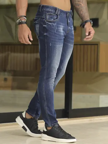 Calça Masculina Confortável e Estilosa com Detalhes Puídos Pit Bull Jeans