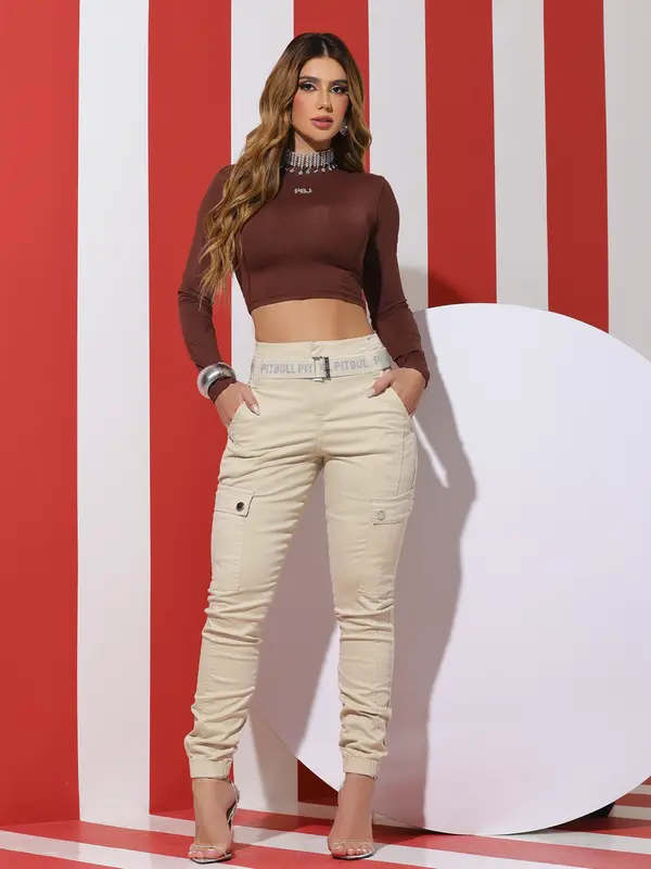 Calça Jogger Color Estilosa e Sofisticada com Cinto Personalizado Pit Bull Jeans Premium