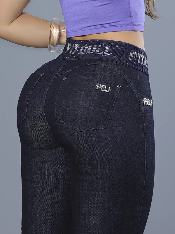 Calça Skinny Modeladora com Cós Largo e Elástico Personalizado Pit Bull Jeans Luxo