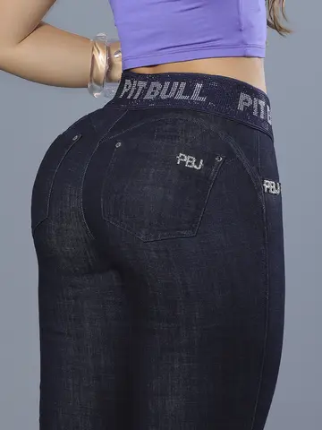 Calça Skinny Modeladora com Cós Largo e Elástico Personalizado Pit Bull Jeans Luxo