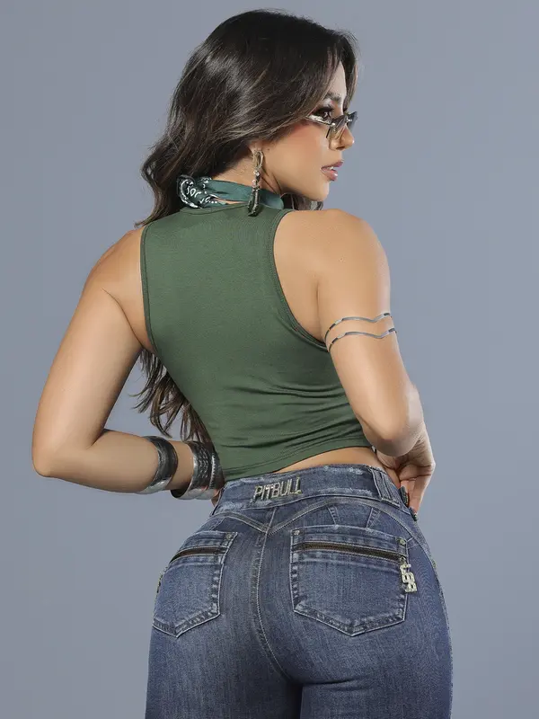 Cropped Casual e Confortável com Acabamento Sofisticado Pit Bull Jeans Luxo