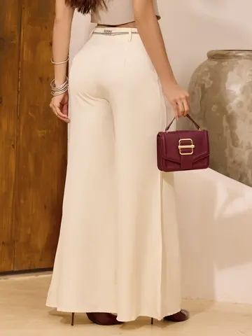 Calça Pantalona Sofisticada e Elegante com Cinto de Strass Empório Pit Bull