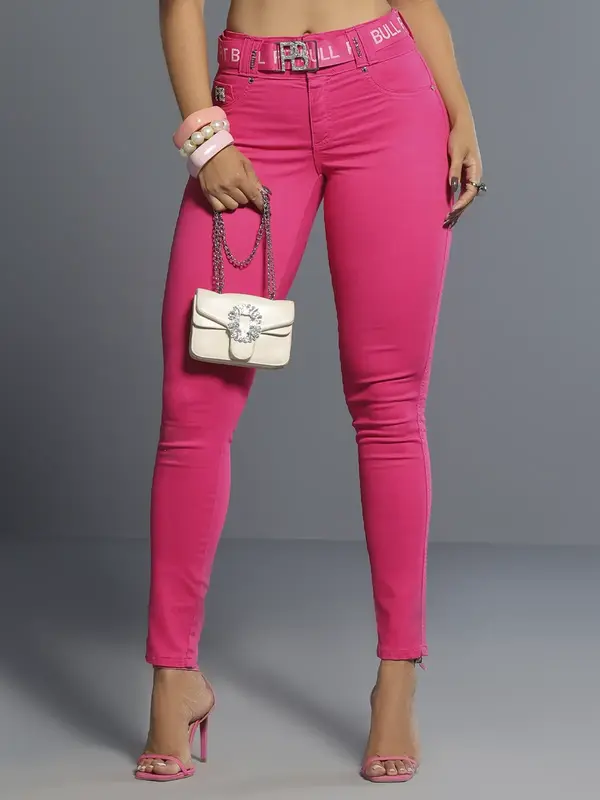 Calça Skinny Modeladora e Estilosa com Cinto Personalizado Pit Bull Jeans Luxo