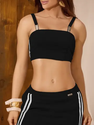 Conjunto Calça e Cropped Versátil e Elegante com Detalhes Laterais Empório Pit Bull