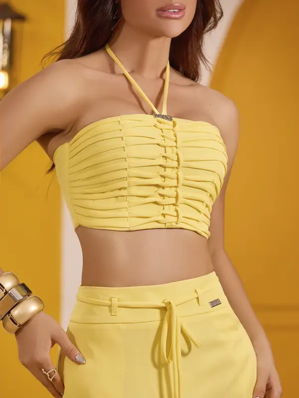 Conjunto Saia Longa e Cropped Elegante e Sofisticado Empório Pit Bull