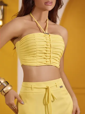Conjunto Saia Longa e Cropped Elegante e Sofisticado Empório Pit Bull