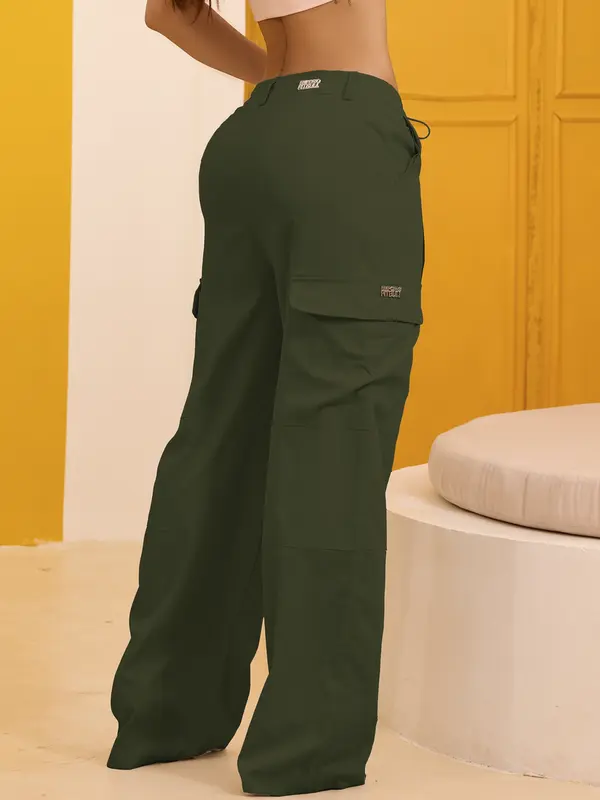 Calça Wide Leg Estilosa e Casual com Bolsos Cargo Empório Pit Bull