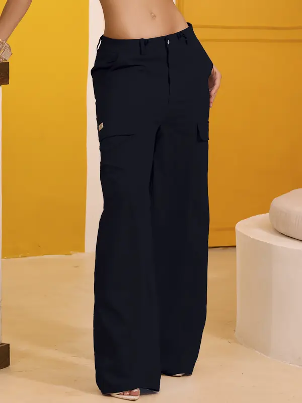 Calça Wide Leg Estilosa e Casual com Bolsos Cargo Empório Pit Bull