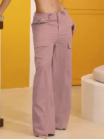 Calça Wide Leg Estilosa e Casual com Bolsos Cargo Empório Pit Bull