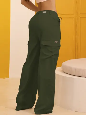 Calça Wide Leg Estilosa e Casual com Bolsos Cargo Empório Pit Bull