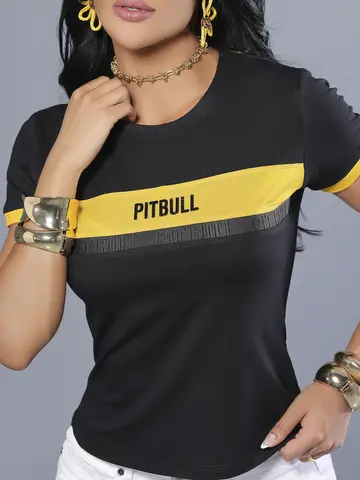 T-shirt Estilosa e Sofisticada com Toque Esportivo Pit Bull Jeans Luxo