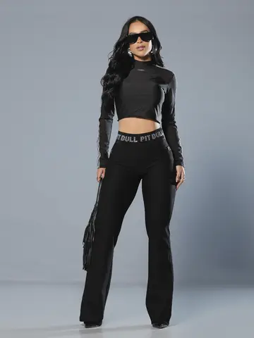 Calça Montaria Flare Elegante e Estilosa com Elástico no Cós Pit Bull Jeans Luxo