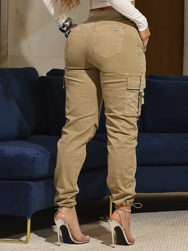 Calça Jogger Collor Estilosa com Elástico no Cós e Bolsos Cargo Pit Bull Jeans