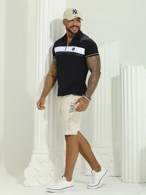 Polo Masculina Sofisticada com Toque Esportivo e Estampa em Relevo Pit Bull Jeans Luxo