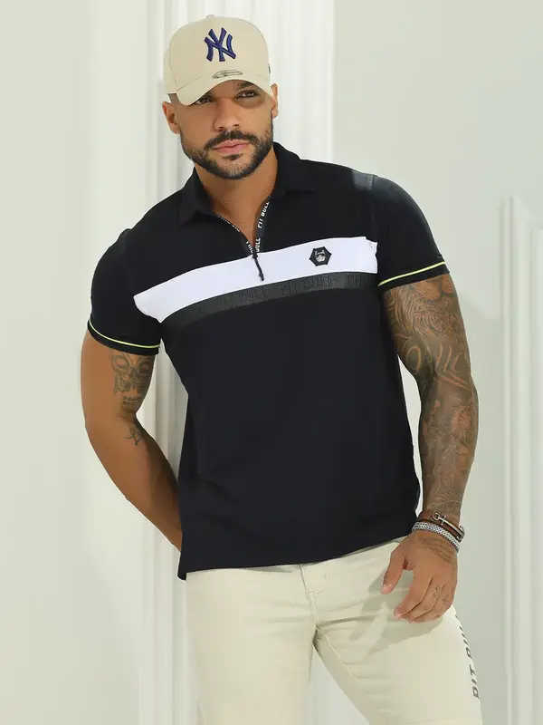 Polo Masculina Sofisticada com Toque Esportivo e Estampa em Relevo Pit Bull Jeans Luxo