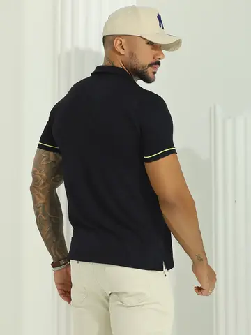 Polo Masculina Sofisticada com Toque Esportivo e Estampa em Relevo Pit Bull Jeans Luxo