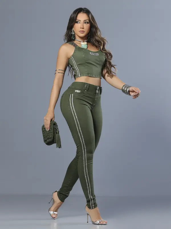 Calça Skinny Color Modeladora e Estilosa com Lateral Personalizada Pit Bull Jeans Luxo