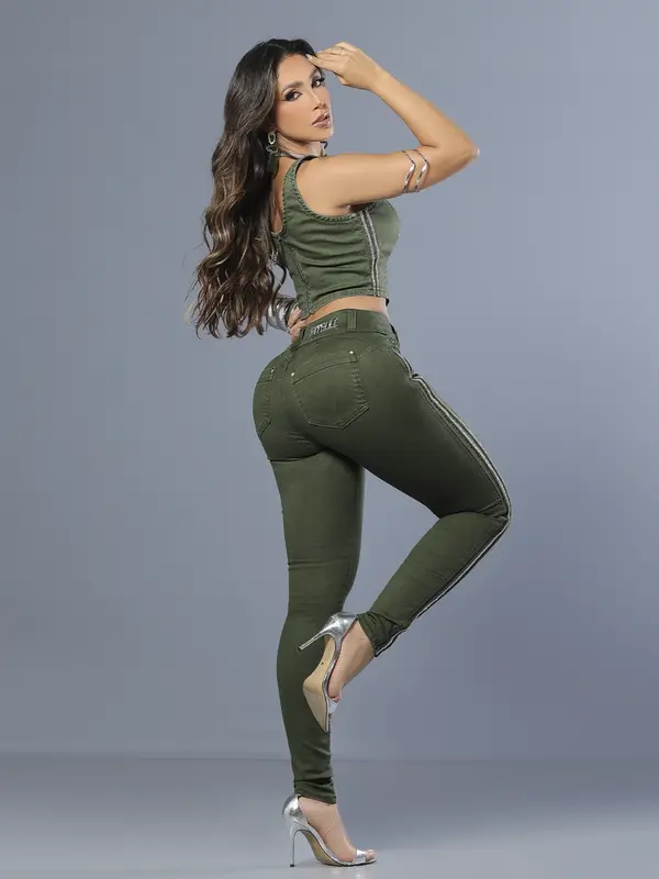 Calça Skinny Color Modeladora e Estilosa com Lateral Personalizada Pit Bull Jeans Luxo