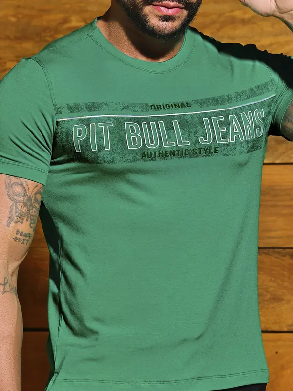 Camiseta Gola O Estilosa e Autêntica com Estampa em Relevo Pit Bull Jeans Luxo