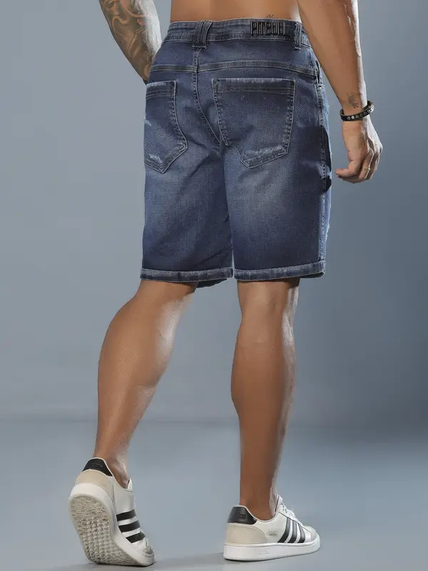 Bermuda Masculina Confortável e Estilosa com Detalhes Destroyeds Pit Bull Jeans Luxo