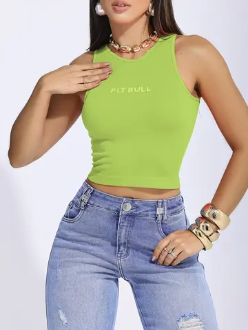 Regata Feminina Casual sem Costura Pit Bull Premium com Modelagem Ajustada