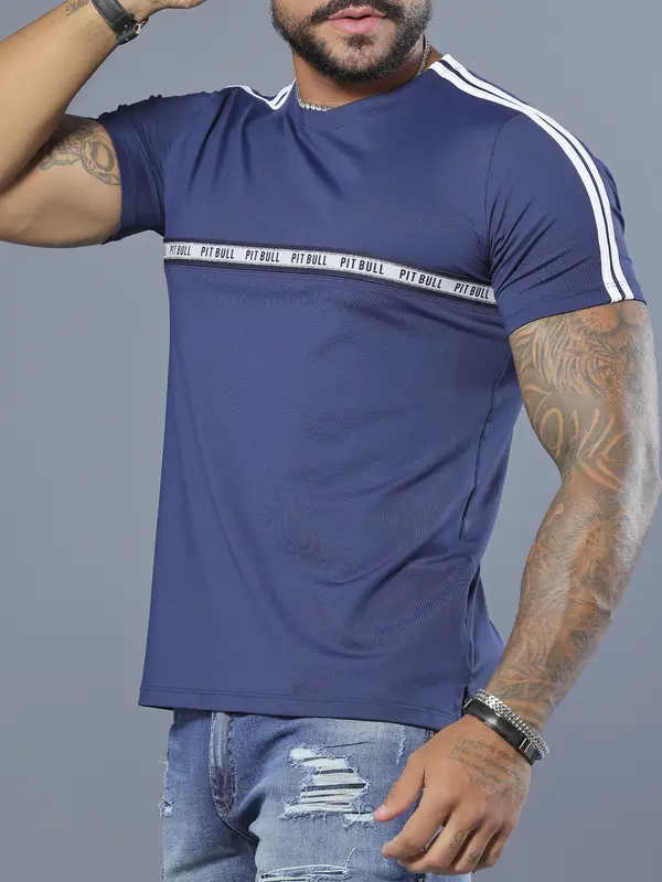 Camiseta Gola O Confortável e Casual com Elástico Personalizado Pit Bull Jeans Luxo