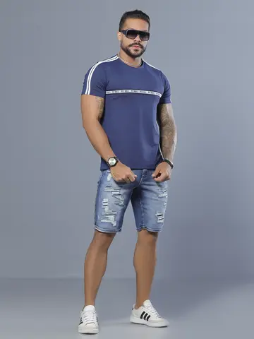 Camiseta Gola O Confortável e Casual com Elástico Personalizado Pit Bull Jeans Luxo