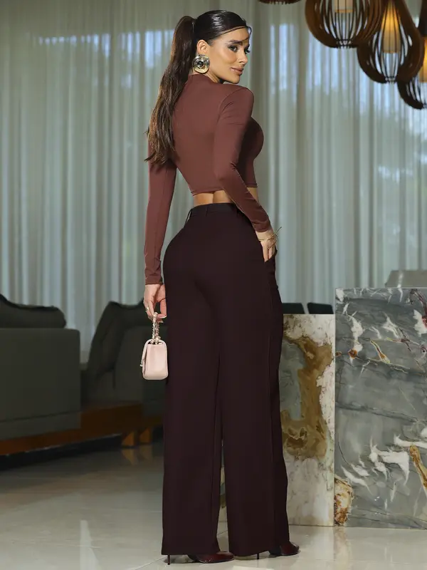 Calça Pantalona Elegante e Sofisticada com Cinto Empório Pit Bull