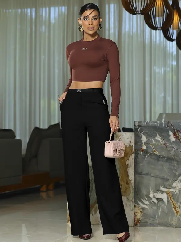Calça Pantalona Elegante e Sofisticada com Cinto Empório Pit Bull