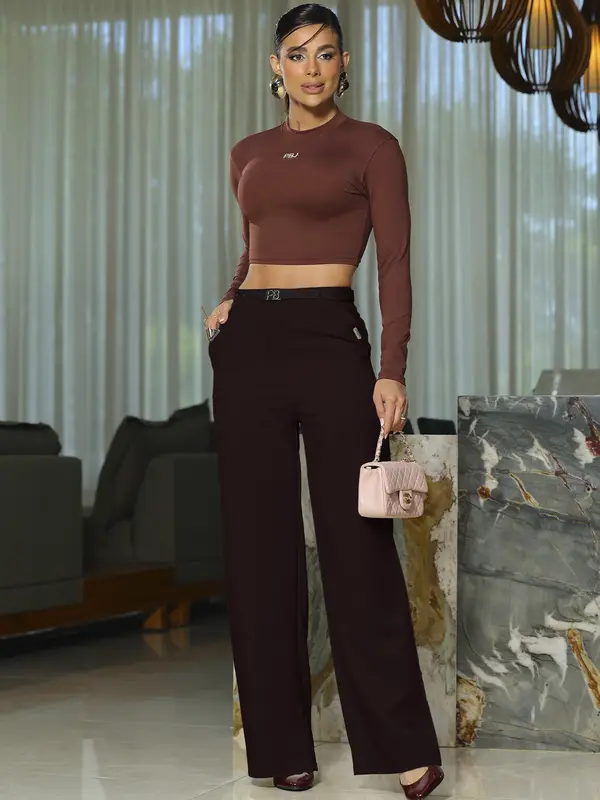 Calça Pantalona Elegante e Sofisticada com Cinto Empório Pit Bull