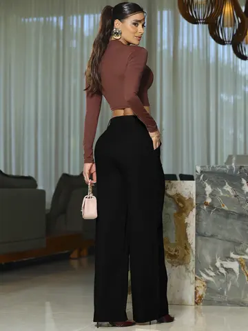 Calça Pantalona Elegante e Sofisticada com Cinto Empório Pit Bull
