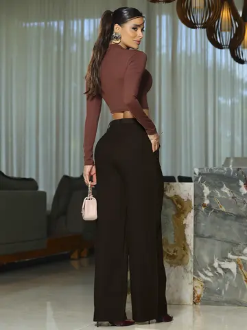Calça Pantalona Elegante e Sofisticada com Cinto Empório Pit Bull