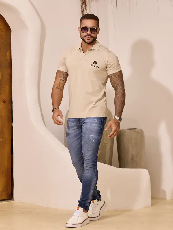 Polo Masculina Casual e Versátil com Caimento Confortável Pit Bull Jeans Luxo
