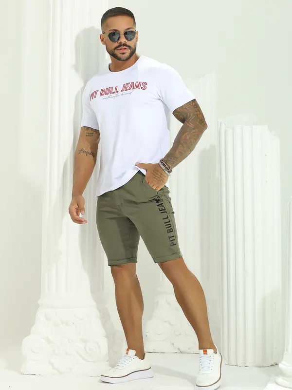 Bermuda Masculina Estilosa e Casual com Logomania Lateral Pit Bull Jeans Luxo
