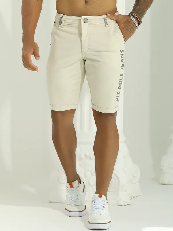 Bermuda Masculina Estilosa e Casual com Logomania Lateral Pit Bull Jeans Luxo