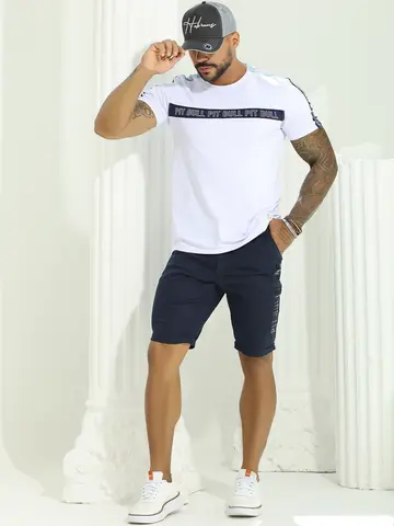 Bermuda Masculina Estilosa e Casual com Logomania Lateral Pit Bull Jeans Luxo