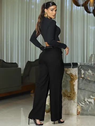 Calça Pantalona Empório Pit Bull Elegante e Versátil com Cinto Personalizado