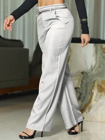 Calça Pantalona Empório Pit Bull Elegante e Versátil com Cinto Personalizado