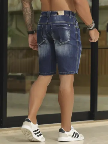 Bermuda Masculina Estilosa e Confortável com Detalhes Puídos Pit Bull Jeans Premium