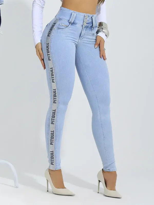 Calça Skinny Cós Largo Modeladora e Sofisticada com Elástico Lateral Pit Bull Jeans